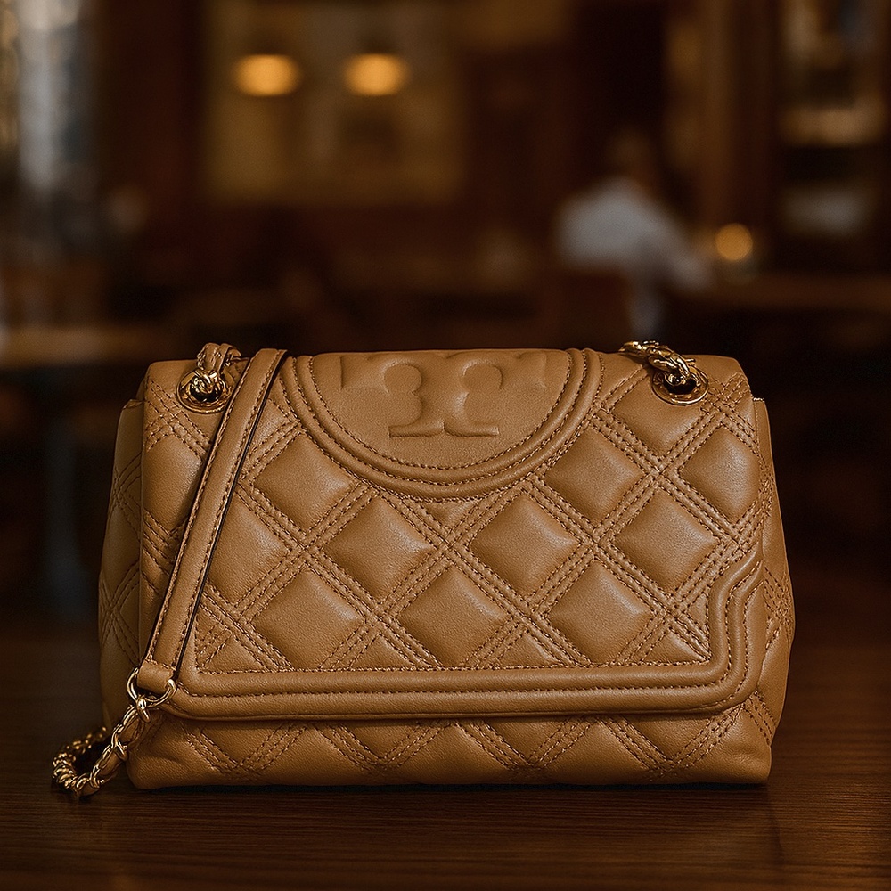 NEW Tory Burch Soft Fleming Convertible Shoulder/Crossbody Bag Tiramisu Leather